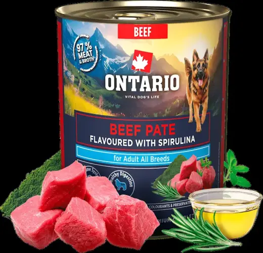 Konservi suņiem - Ontario Adult Beef Pate with Spirulina Flavor 800g
