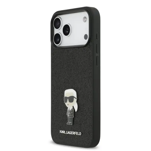 Karl Lagerfeld Fixed Glitter Metal Ikonik Case for iPhone 17 Pro Max Black