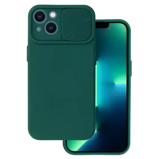 Camshield Soft phone case for iPhone 13 green (with camera lens protection)