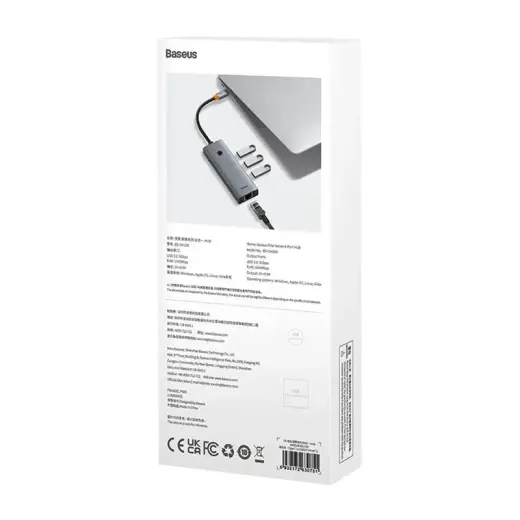 4in1 Hub Baseus  UltraJoy USB-C do 3x USB 3.0 + RJ45 (space grey) Foto 9