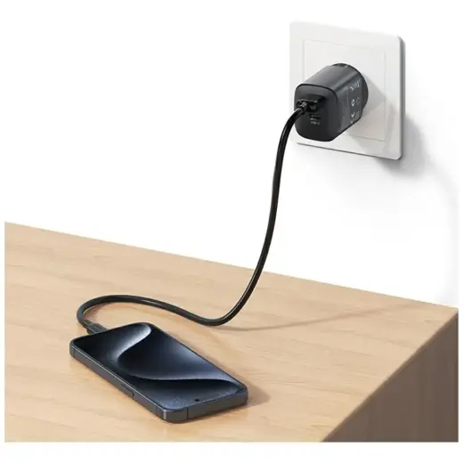 Зарядное устройство USAMS CC290 | 45W | PD, QC, GaN | USB-A, USB-C | серое Фото num