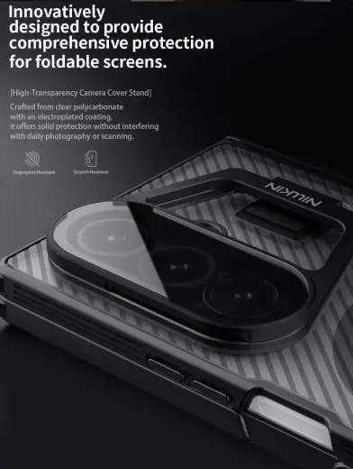 Nillkin CamShield Prop Magnetic Pen Slot Case for Samsung Galaxy Z Fold 7 Transparent Black Foto 5