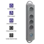Qoltec Surge protector | 4 sockets | 2.5m | Grey — Foto 4
