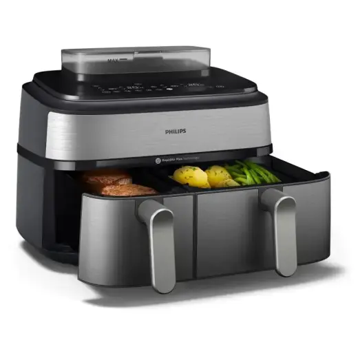 Philips Airfryer NA555 00 Dual Basket 9L 2750W silver (NA555/00) Photo