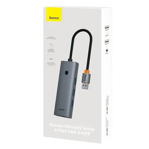 Hub Baseus UltraJoy Series Lite 4-Port (USB to USB 3.0*3+RJ45*1+USB-C 5V) (gray) Foto 8