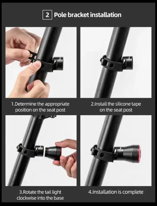 Rockbros Q5 Rear Bike Light with Intelligent Stop System - Black Foto 20