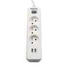 Power strip PHILIPS etension cord 3 sockets + 2 USB 2m 10A white — Foto 1