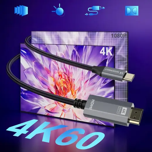 Wozinsky WCCH-01 USB-C - HDMI 4K 60Hz Cable 1.8m - Black Foto 10
