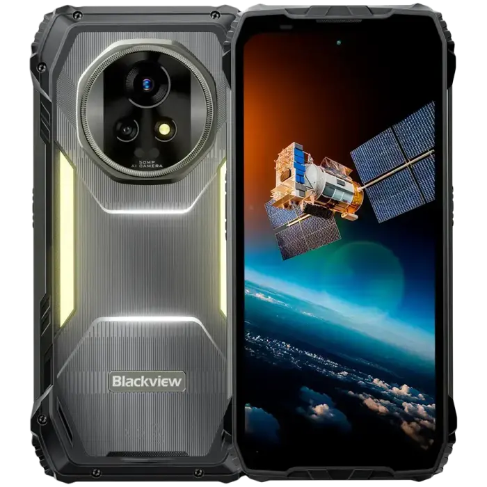 Blackview XPLORE 2 Satellite Rugged Phone 5G 6.73 inch AMOLED 3200x1440 120Hz 12+256GB MT 8300 Octa-Core 3.35GHz 50MP Front 50+20MP Rear Cam Night Vision WiFi6 BT5.4 20000mAh 120W Gorilla Glass 5 MIL-STD-810H Android 15,Black