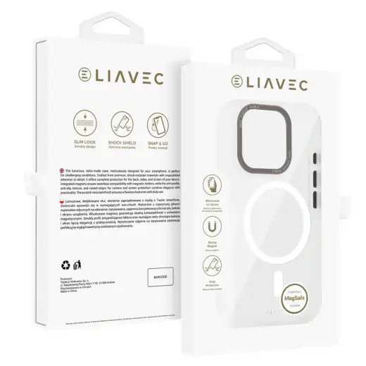 Liavec Hybrid phone case with MagSafe support for iPhone 15 Pro transparent