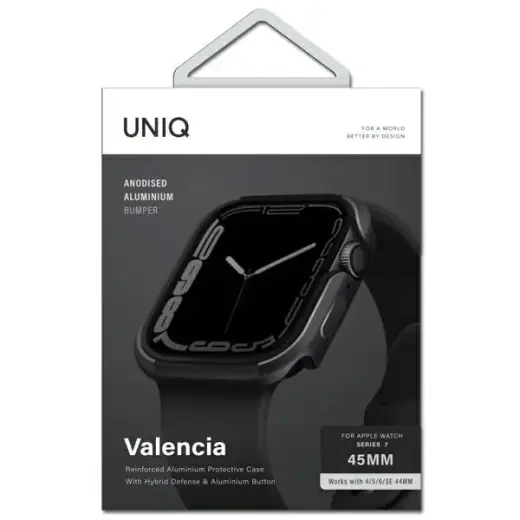 UNIQ etui Valencia Apple Watch Series 4|5|6|7|8|SE 45|44mm. grafitowy|graphite Фото num