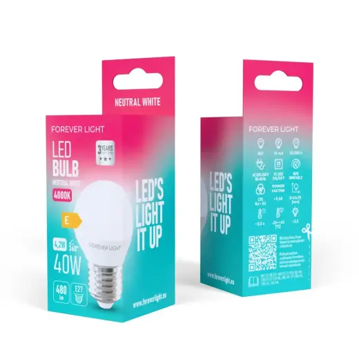 Forever Light LED Bulb E27 G45 4.2W 480lm 4000K class E Foto 2