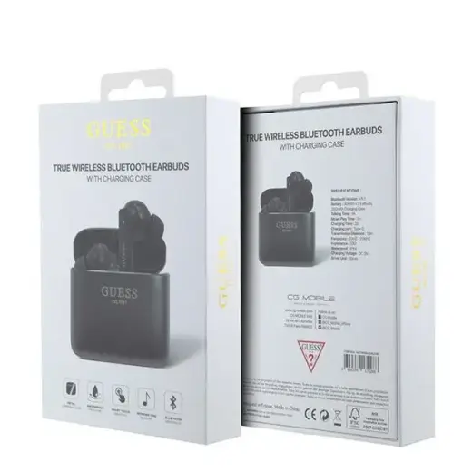 Guess słuchawki Bluetooth GUTWSSU20ALEGK TWS + stacja dokująca czarny|black Printed Logo Foto 5