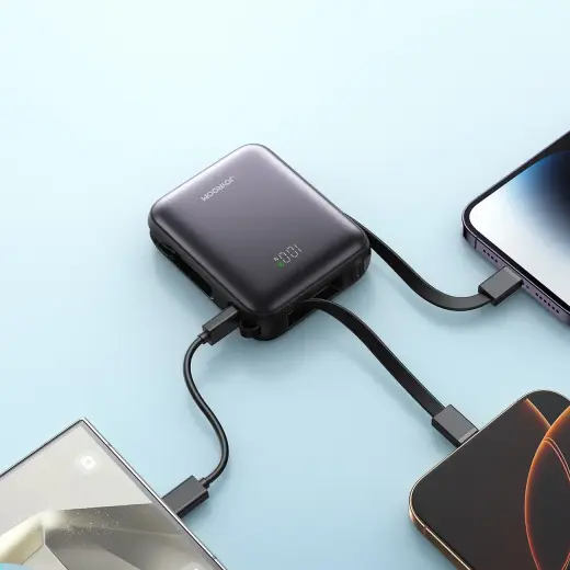 Joyroom Mini Power Bank JR-PBF27 22.5W with dual cable 10000mAh (black) Photo