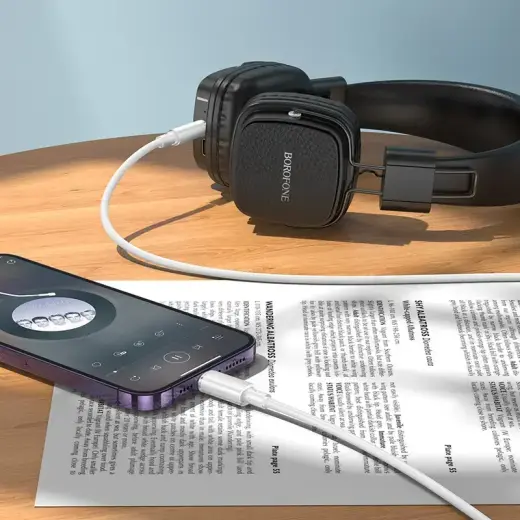 Borofone Cable AUX BL21 Lemon - Lightning to jack 3,5mm - 1 metre white Photo