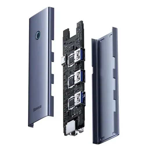 Hub Baseus UltraJoy Series Lite 4-Port (USB to USB 3.0*3+RJ45*1+USB-C 5V) (gray) Foto 7