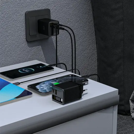 Dudao A67EU GaN 67W Wall Charger with Built-in Retractable USB-C Power Delivery Quick Charge Cable - Black Foto 5