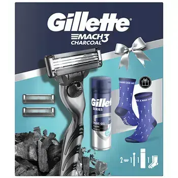 Gillette Mach3 Charcoal Set with Socks - Dárková sada
