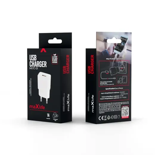 Maxlife MXTC-01 tīkla lādētājs | 5W | USB-A | balts Foto 5