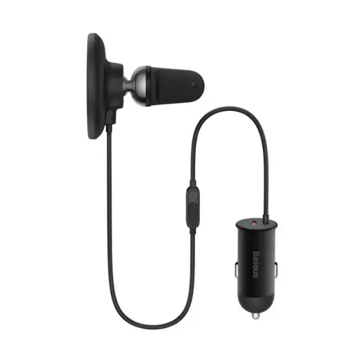 Baseus CW01 Magnetic Car Holder with 15W Wireless Charging + 25W USB-C Car Charger Black Фото num