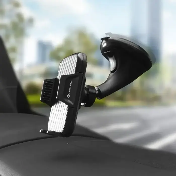 Car phone holder Forcell F-Grip Carbon HT1 windshield / dashboard black Photo