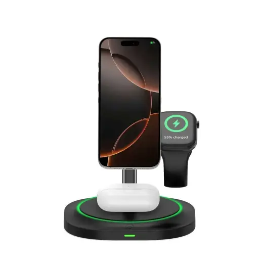 Tech-Protect QI15W-A46 3in1 Magnetic MagSafe Inductive Charger - Black Foto 3