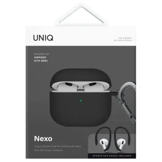 UNIQ case Nexo AirPods 4 + Ear Hooks Silicone black Foto 8