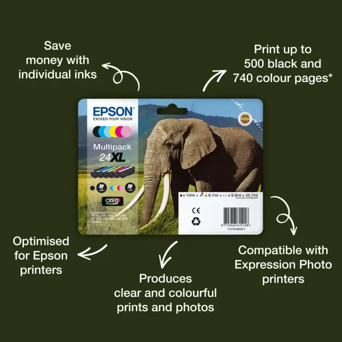 Epson Elephant 24XL Claria Photo HD Multipack 6-colours Ink