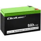 Qoltec AGM battery | 12V | 9Ah | Maintenance-free | Efficient| LongLife | for UPS, security Foto 1