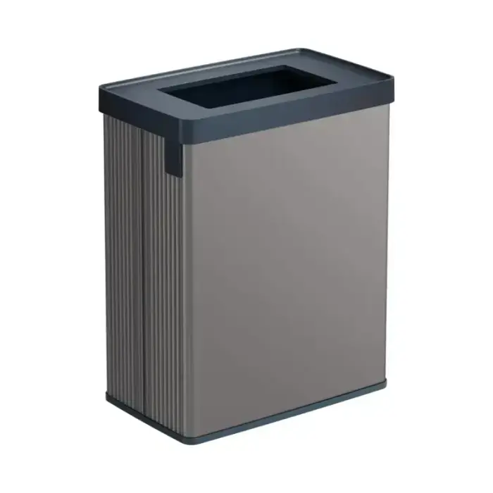 Rectangular metallized waste bin Verto Recycle 54L pearl gray