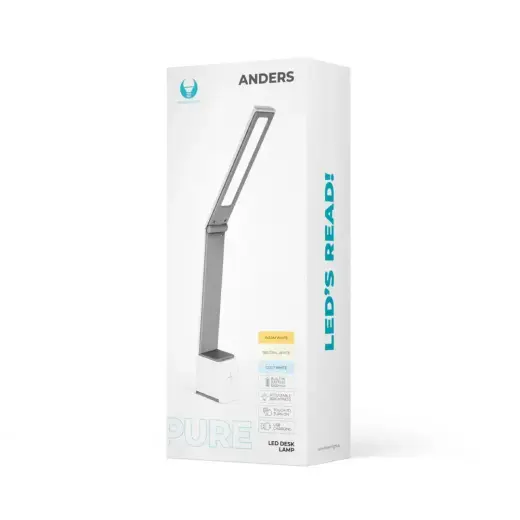 Desk LED Lamp 5W foldable PURE FLB-110 ANDERS white-grey Forever Light Photo