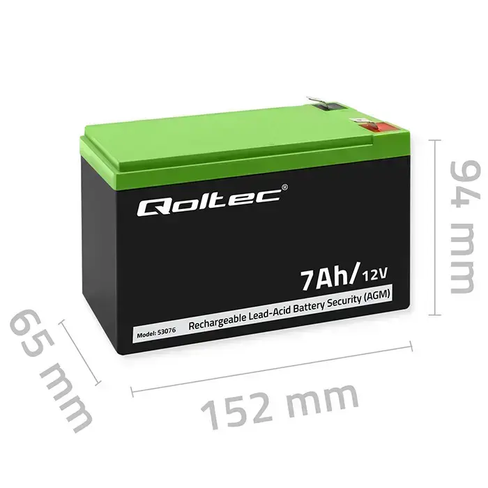 Qoltec AGM battery | 12V | 7Ah | Maintenance-free | Efficient| LongLife | for UPS, security Foto 7
