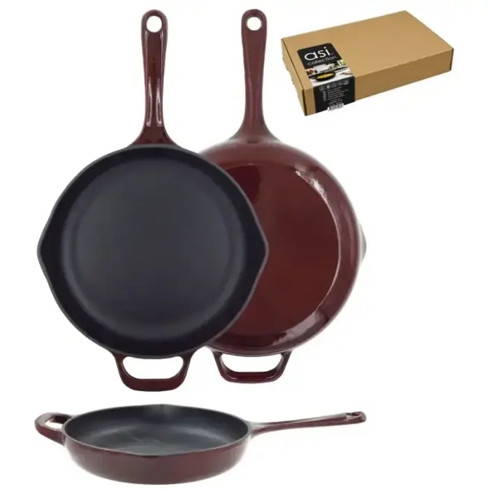 Cast iron frying pan 28 cm, cherry red