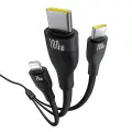 Baseus Flash Series 3 3-in-1 провод для передачи данных и зарядки | USB-C на USB-C, Lightning | 100W | с LCD дисплеем | 1.5м | черный Фото num