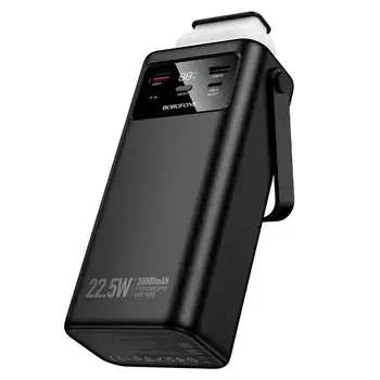 Borofone Power Bank 30000mAh BJ65 High - 2xUSB + Type C - QC 3.0 22,5W + PD 20W with USB, Type C, Lightning and micro USB black (damaged packaging) Foto 5