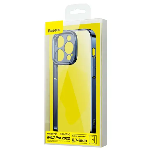 Baseus Glitter Transparent Case and Tempered Glass set for iPhone 14 Pro Max (blue) Photo
