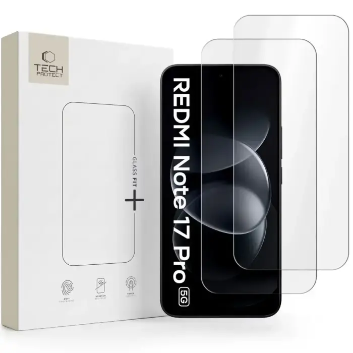 SZKŁO HARTOWANE TECH-PROTECT GLASS FIT+ 2-PACK XIAOMI REDMI NOTE 17 PRO 5G / PRO MAX 5G CLEAR