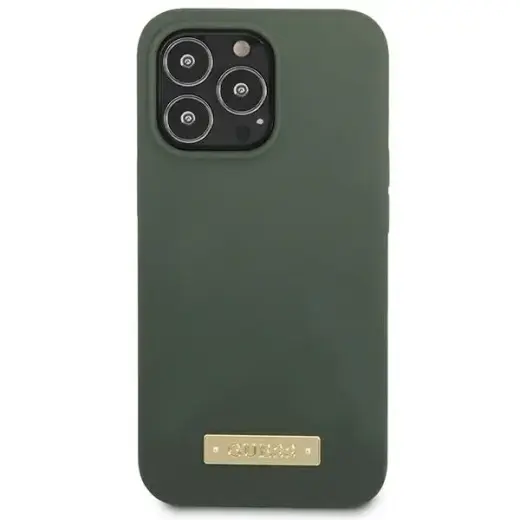 Guess GUHMP13LSPLA iPhone 13 Pro | 13 6,1" zielony|khaki hard case Silicone Logo Plate MagSafe Foto 3
