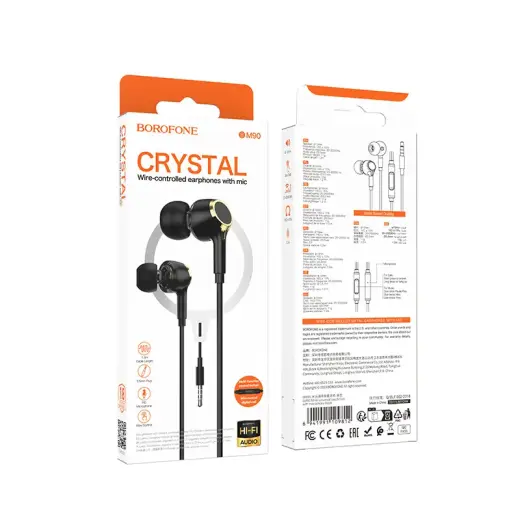 Borofone Earphones BM90 Miller with microphone black Foto 5