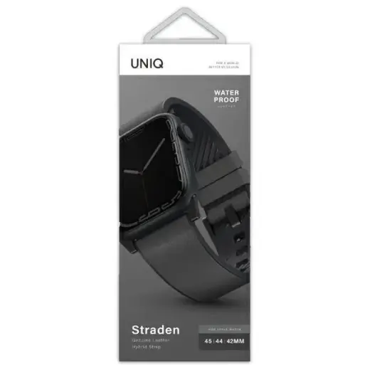 UNIQ pasek Straden Apple Watch Series 4|5|6|7|8|SE|SE2|Ultra 42|44|45mm. Leather Hybrid Strap grey|szary Foto 3