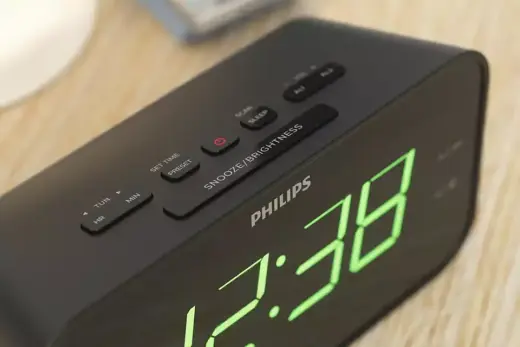 PHILIPS radio pulkstenis, melns Photo