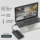 Qoltec Aluminium Enclosure | SSD HDD 2.5'' drive | SATA | USB 3.0 | Super speed 5Gb/s | 2TB | Black Foto 2