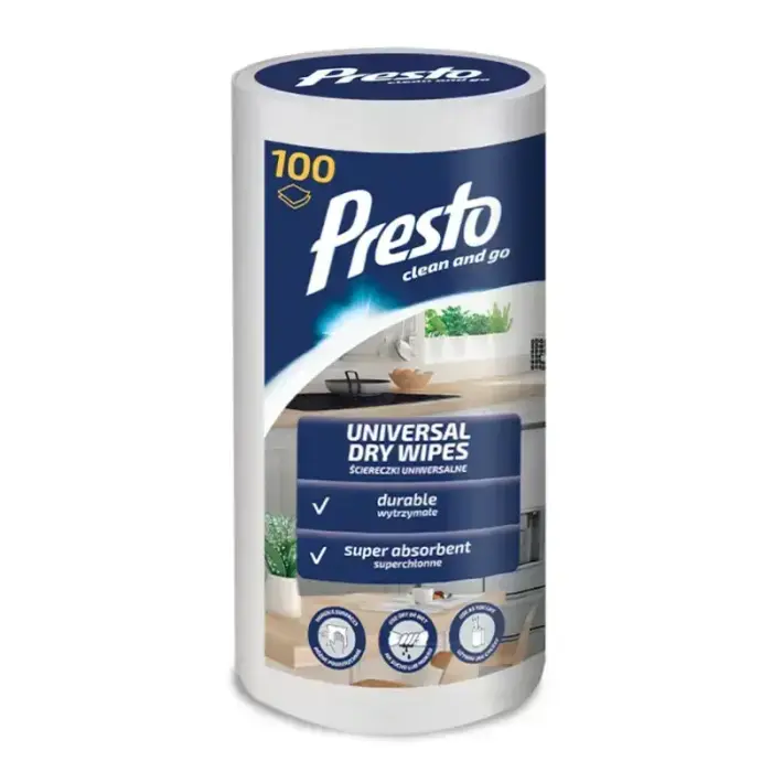 Universal wipes in a roll of 100 pieces.