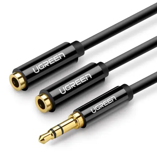 Ugreen cable 3.5 mm headphone splitter mini jack AUX 25cm black (20816) Photo