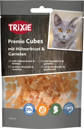 Gardumi kaķiem - Trixie Premio Cubes with Chicken Breast & Shrimp, 50 g