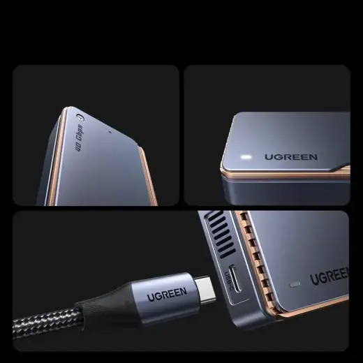 Ugreen D703 USB4 40Gb/s M.2 NVMe SSD Enclosure with Active Cooling - Gray Foto 6