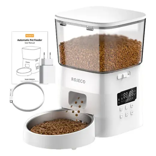 Rojeco 2L Automatic Pet Feeder Button Version (White) Photo