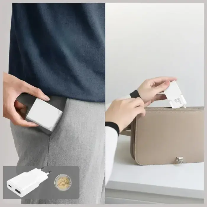 Wall Charger 4smarts PDPlug Slim Duos 20W GaN USB-C+USB-A + USB-C cable 1.5m white Foto 5