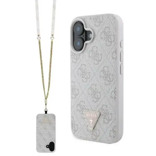 Guess GUHCP16SP4TDSCPP iPhone 16 6.1" różowy|pink hardcase Leather Metal Logo Strass Crossbody Фото num