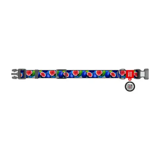 Waudog "Fig" nylon dog collar with QR code, size S Фото num